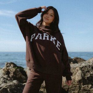 NWT Parke Chocolate Varsity Mockneck S/M